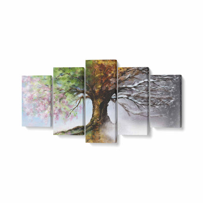 Tablou MultiCanvas 5 piese, Four Season Tree - canvasgift.ro
