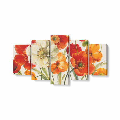 Tablou MultiCanvas 5 piese, Poppies Melody I - canvasgift.ro