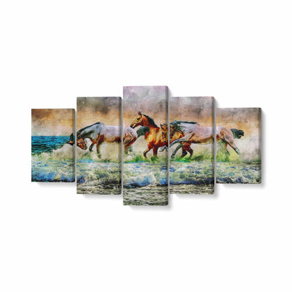Tablou MultiCanvas 5 piese, Painted Horse - canvasgift.ro