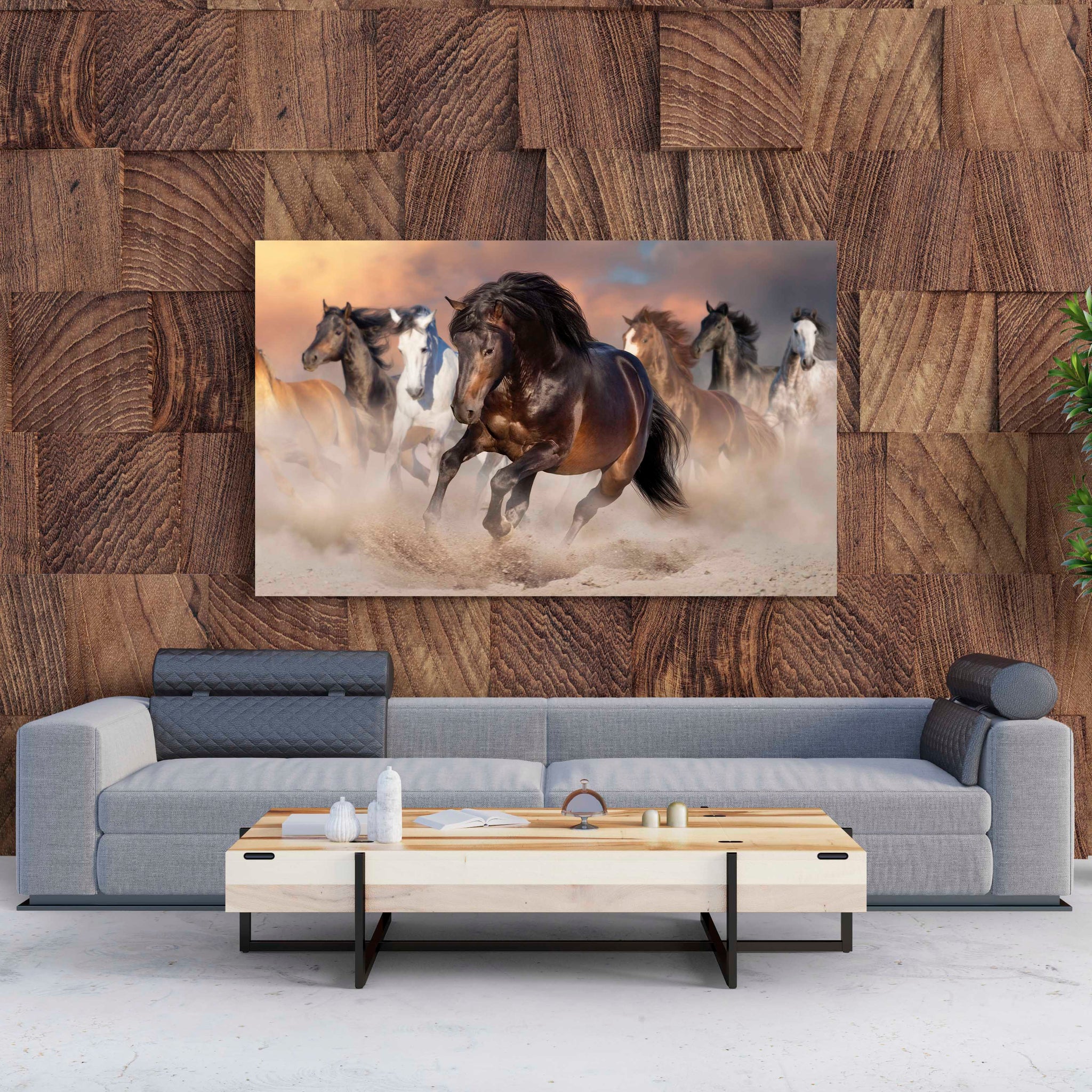 Tablou Canvas Horse Herd Run in Desert