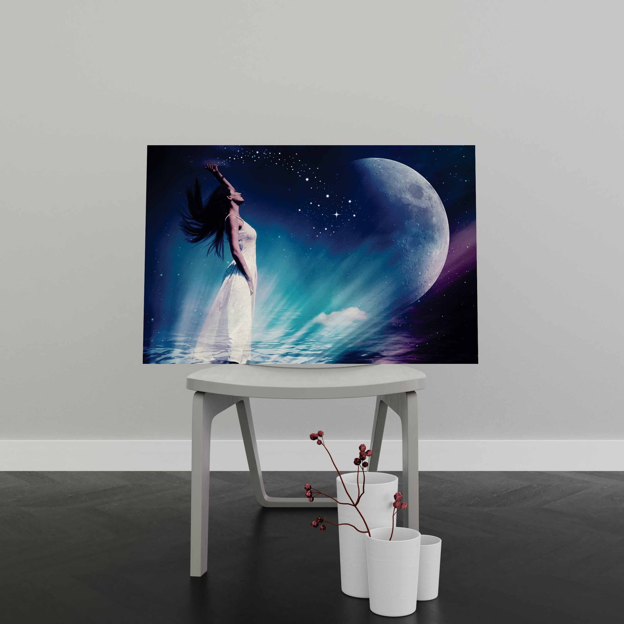 Tablou Canvas Femeie, Stele, Lună
