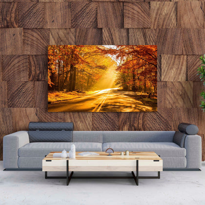 Tablou Canvas Autumn Road to Forest