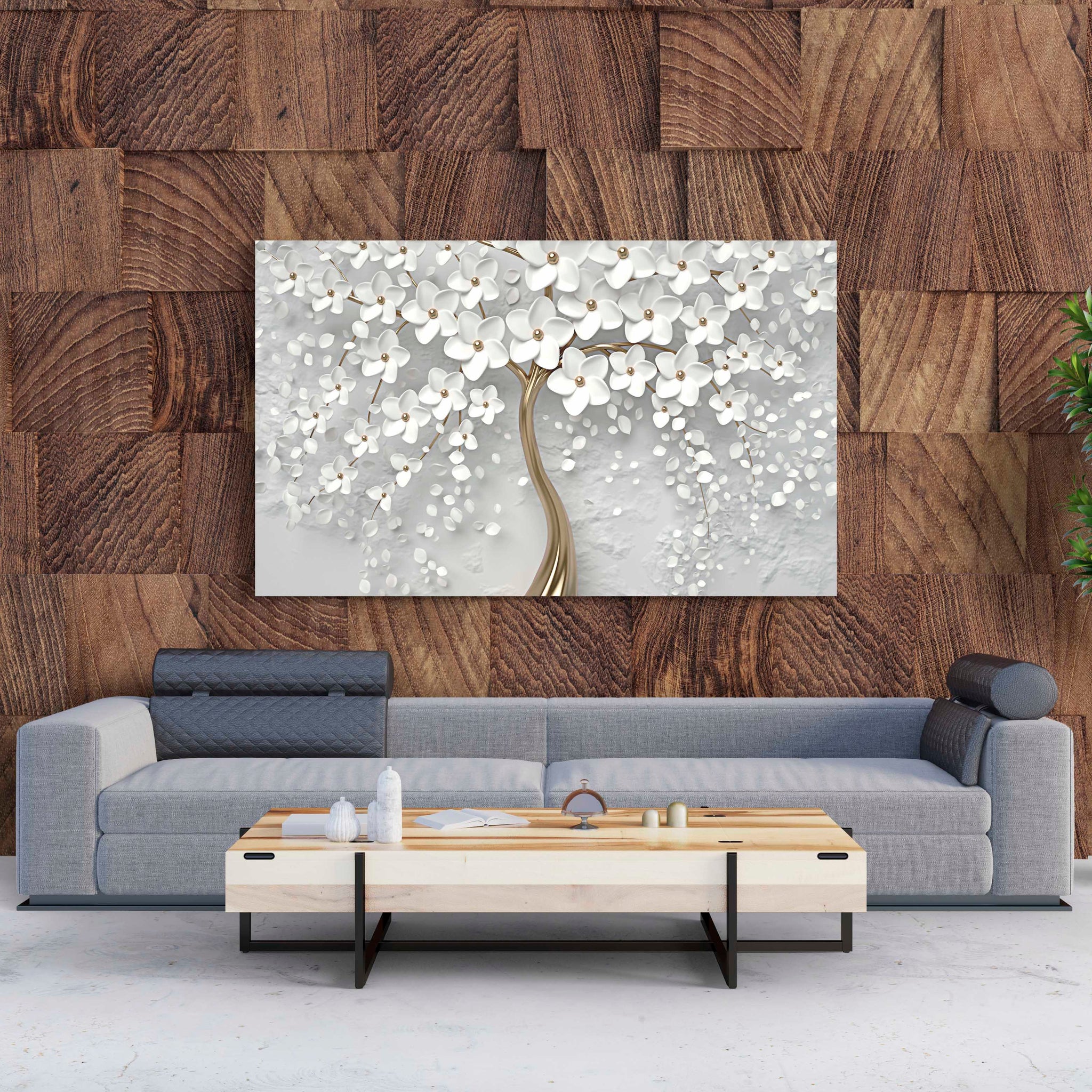 Tablou Canvas White Tree With Flowers